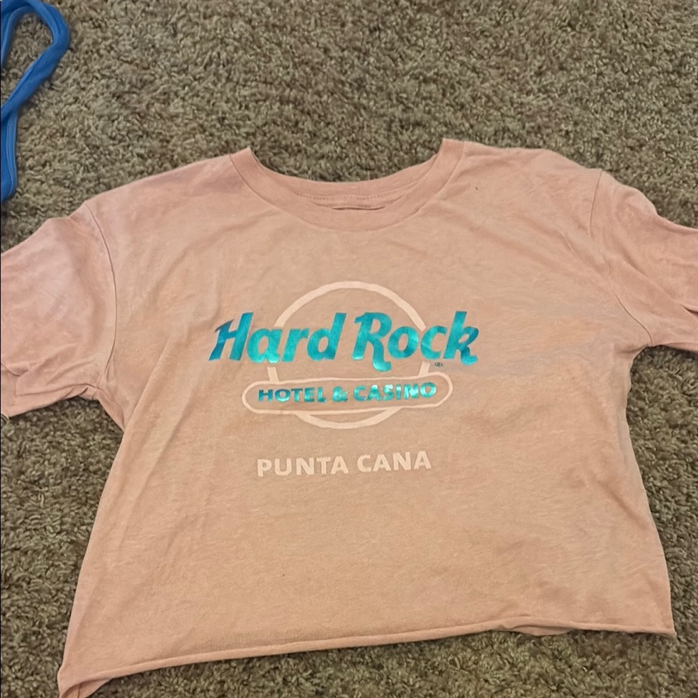 Hard Rock Cafe Pink Kids Punta Cana Logo Tee with Teal Print